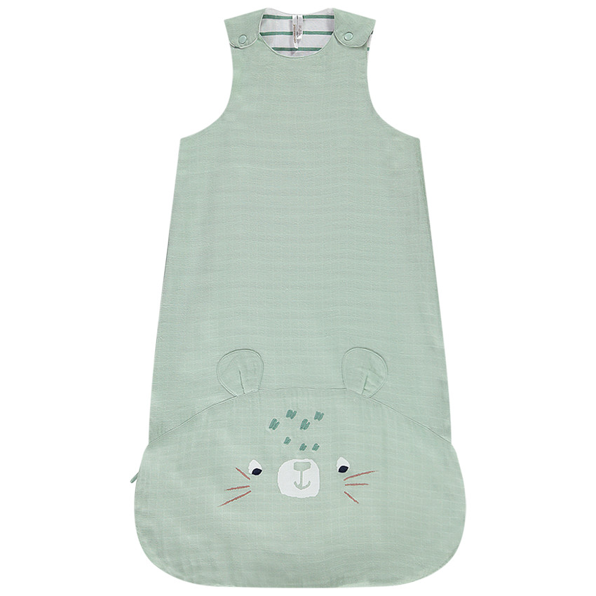 Gigoteuse en tétra sans manches avec broderies et print tigre pour bébé garçon 