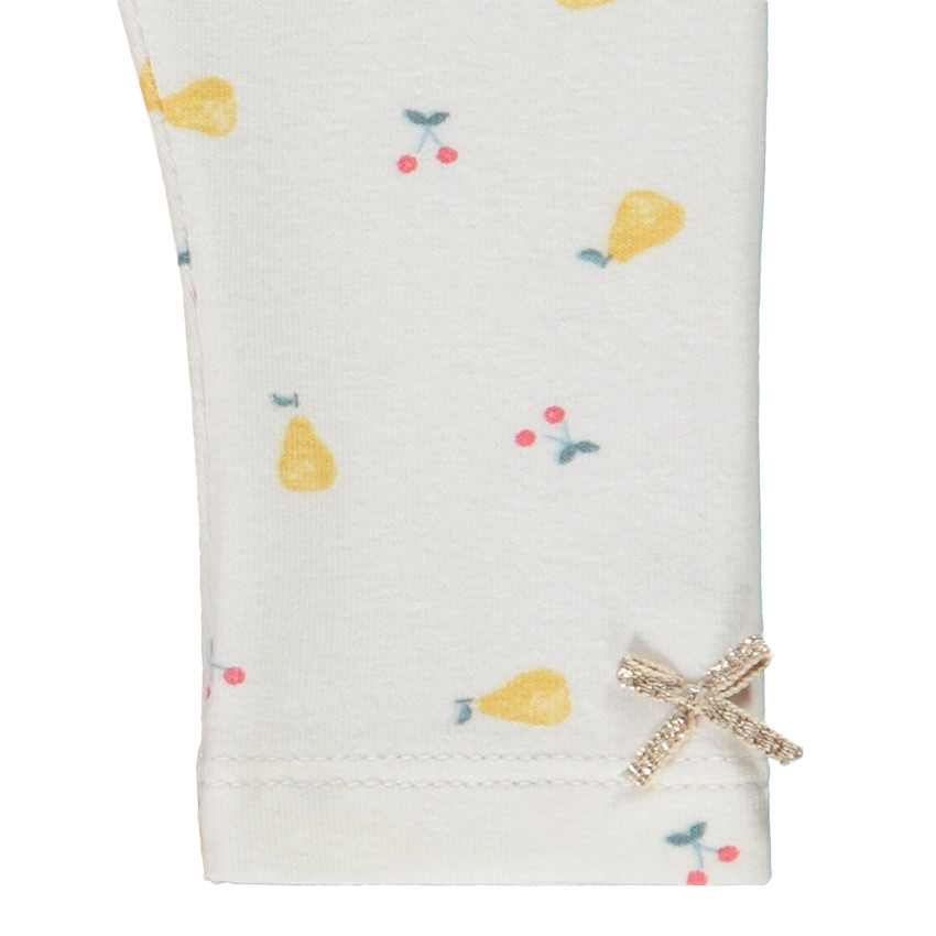 Set tuniek in dubbele katoenen gaas + legging met fruitprint voor baby meisje 