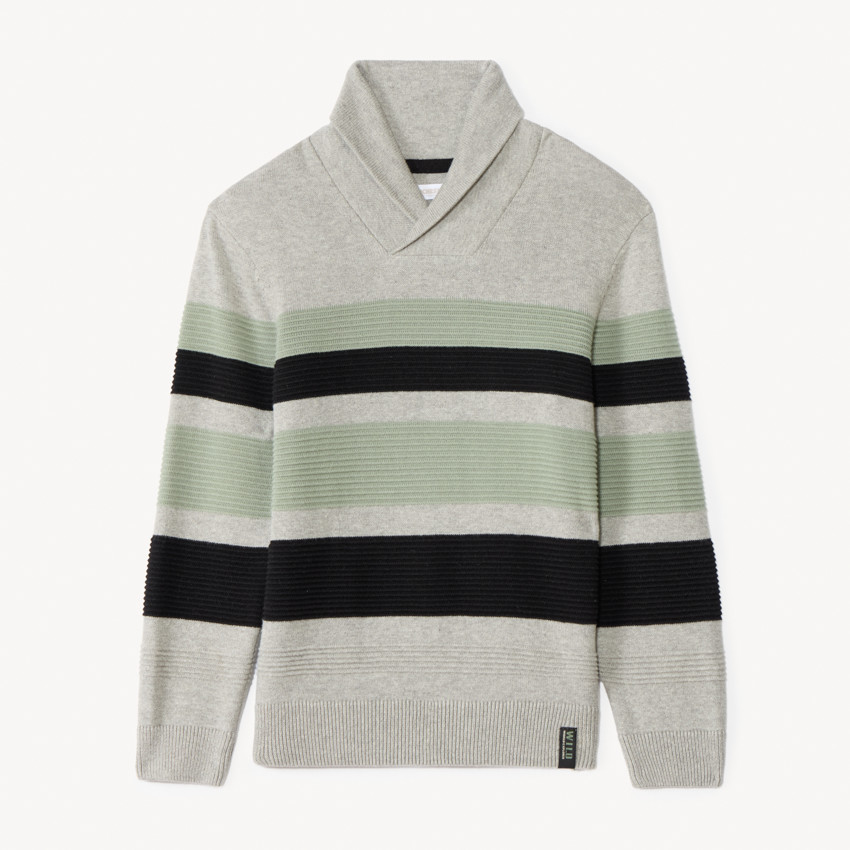 Gestreepte gebreide sjaalkraag trui voor jongens 