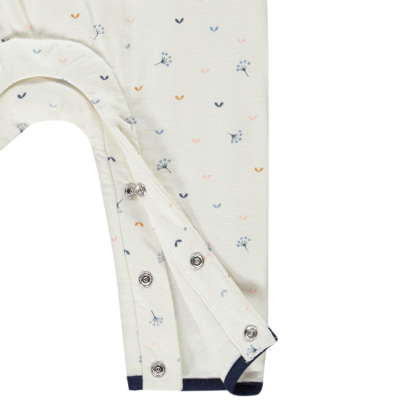 Combinaison longue en velours et jersey ouatiné imprimé fleuri et broderie pour bébé fille 