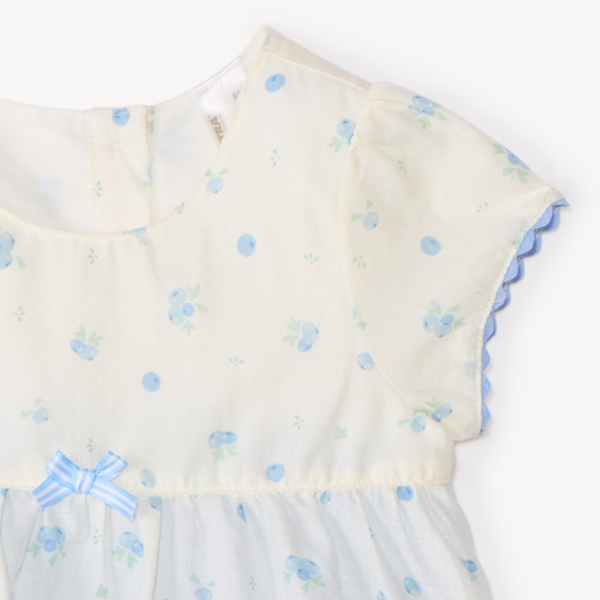 Robe effet à manches courtes 2-en-1 imprimée myrtilles pour bébé fille 