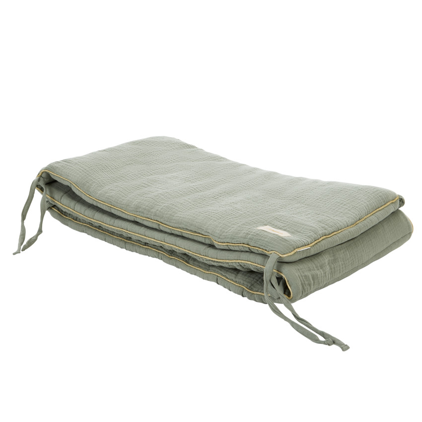 Bedhek 3 panelen van katoen gaas in groen 