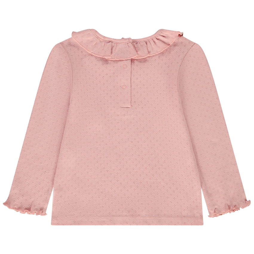 Lange mouwen T-shirt in Pointelle mesh voor baby meisjes 