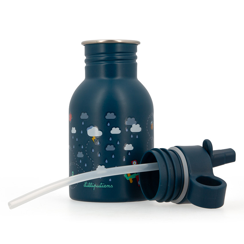 Gourde avec bouchon avec paille 400ML Bleu Jules 