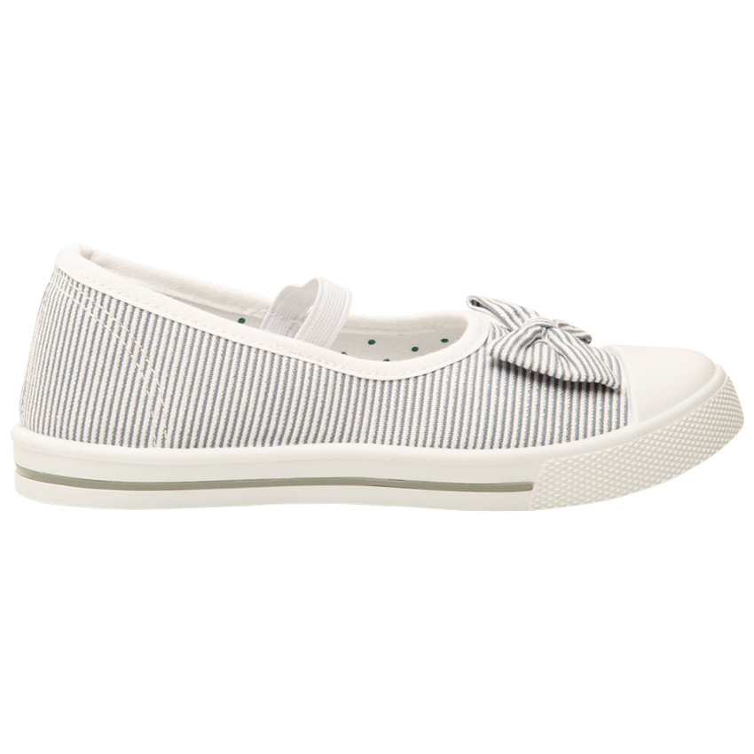 Babies rayées en toile avec nœud et lanière élastiquée pour bébé fille 