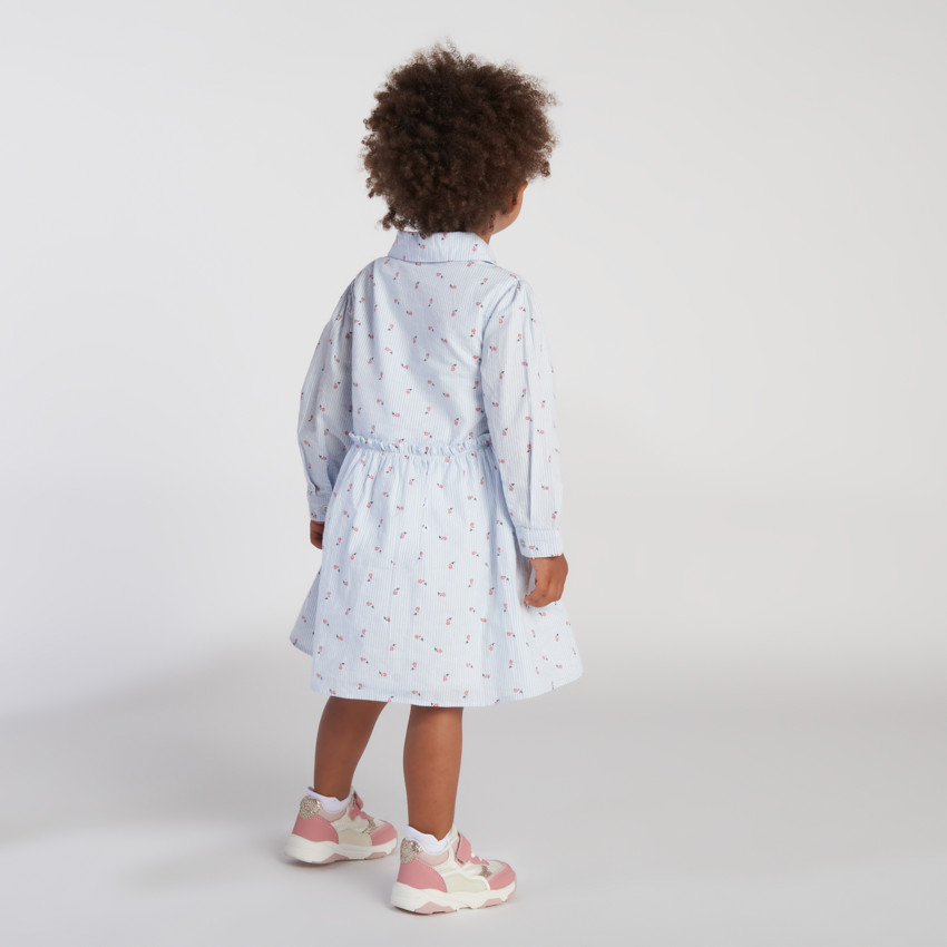 Robe manches longues rayée et imprimée fleurs pour bébé fille 