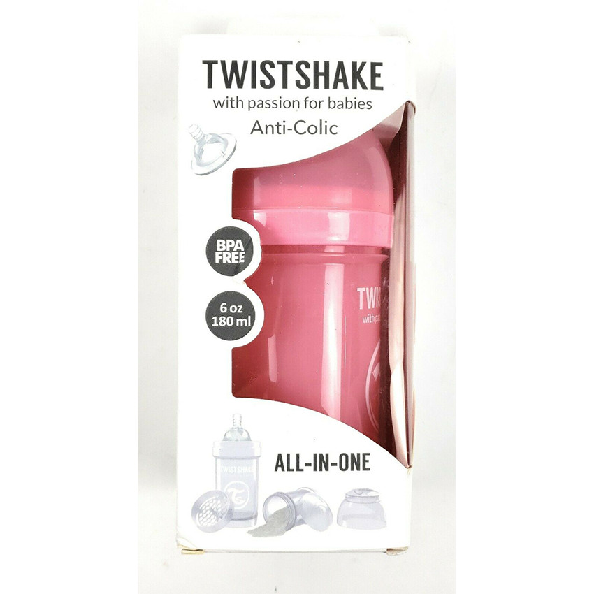 Twistshake Biberon Anti-Colique 180ml Rose Pastel 1 Pièce