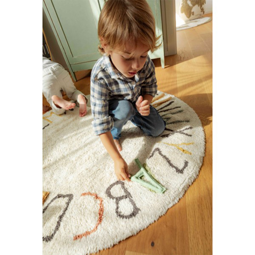 Tapis coton lavable 120x120cm ABC Color And Letters 