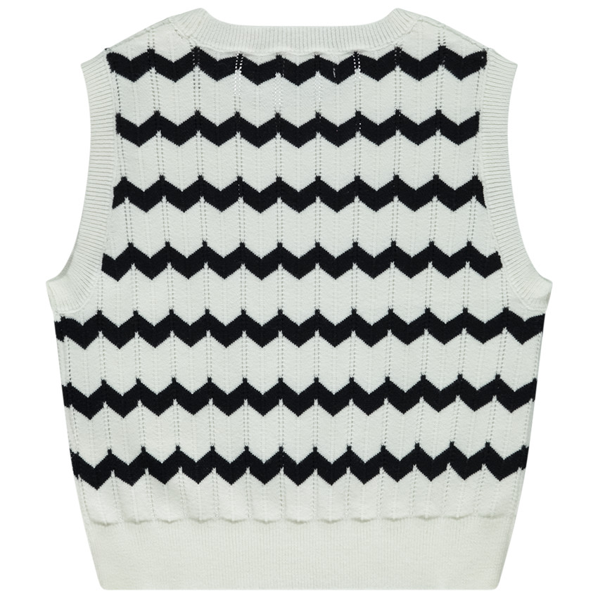 Trui zonder mouwen in opengewerkt breiwerk met zigzagpatroon voor meisjes 