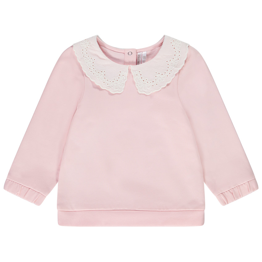 Sweater van molton met claudinekraag voor babymeisjes 