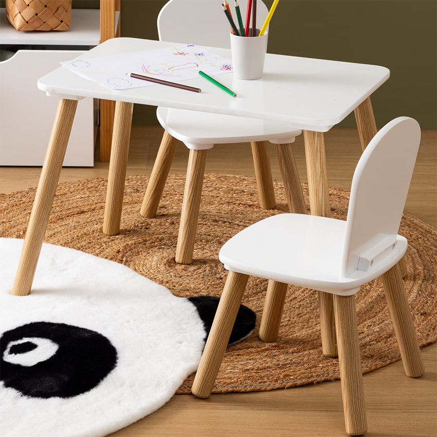 Ensemble table + 2 chaises pour enfant Alex blanc 
