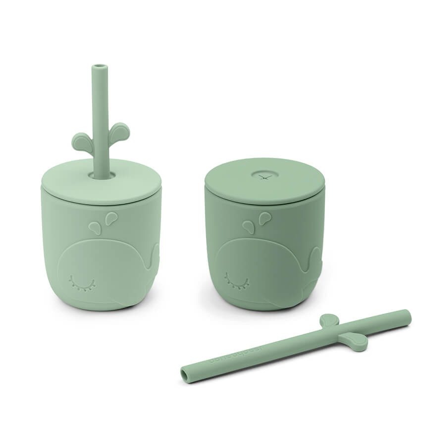 Lot de 2 gobelets avec paille Peekaboo - Wally vert 