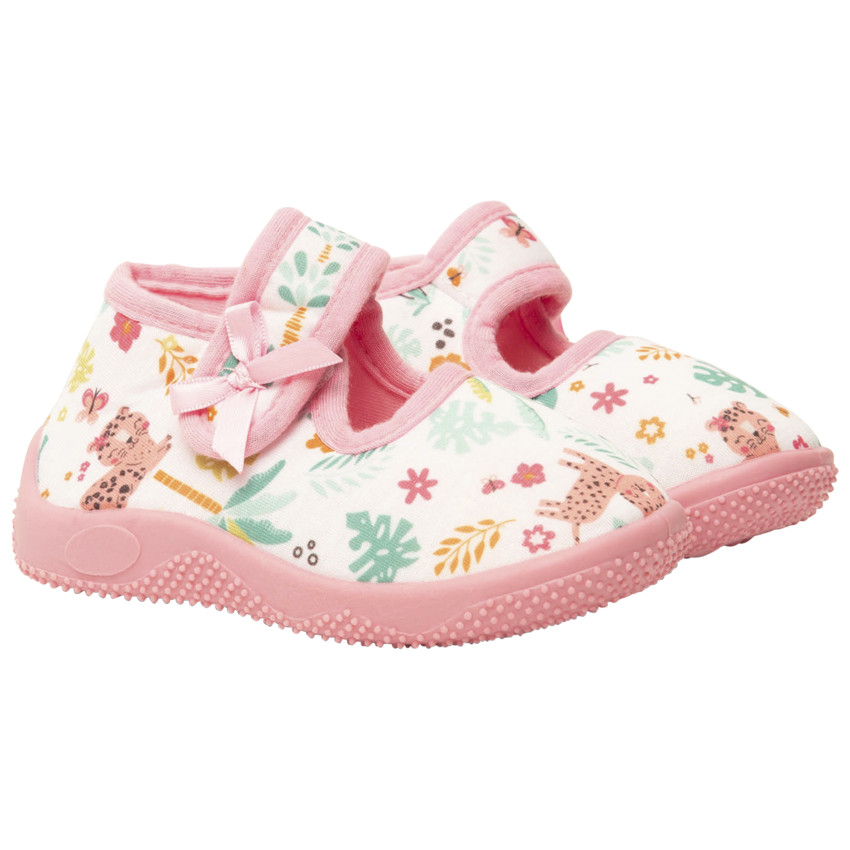 Chaussons babies à scratch imprimé jungle pour bébé fille 