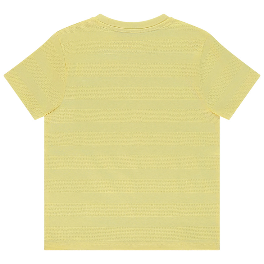 Korte mouwen T-shirt in effen kleur met textuurbanden jongens 
