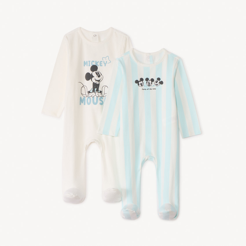 Set van 2 Mickey Disney jersey sleepsuits voor baby jongens 