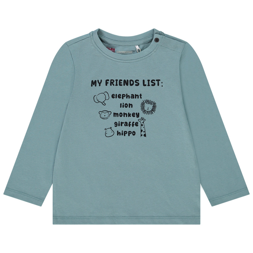 T-shirt met lange mouwen in jersey met fantasieprint voor baby jongen 