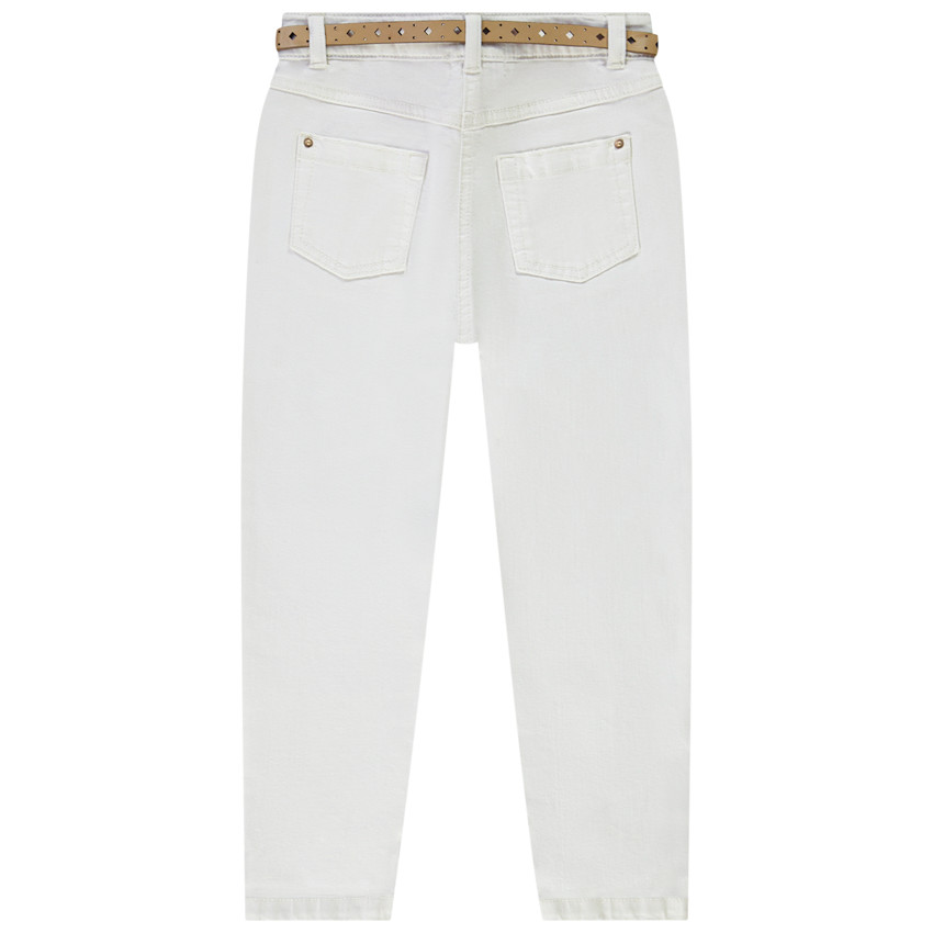 Jean mom fit avec ceinture ajourée en suédine pour fille 