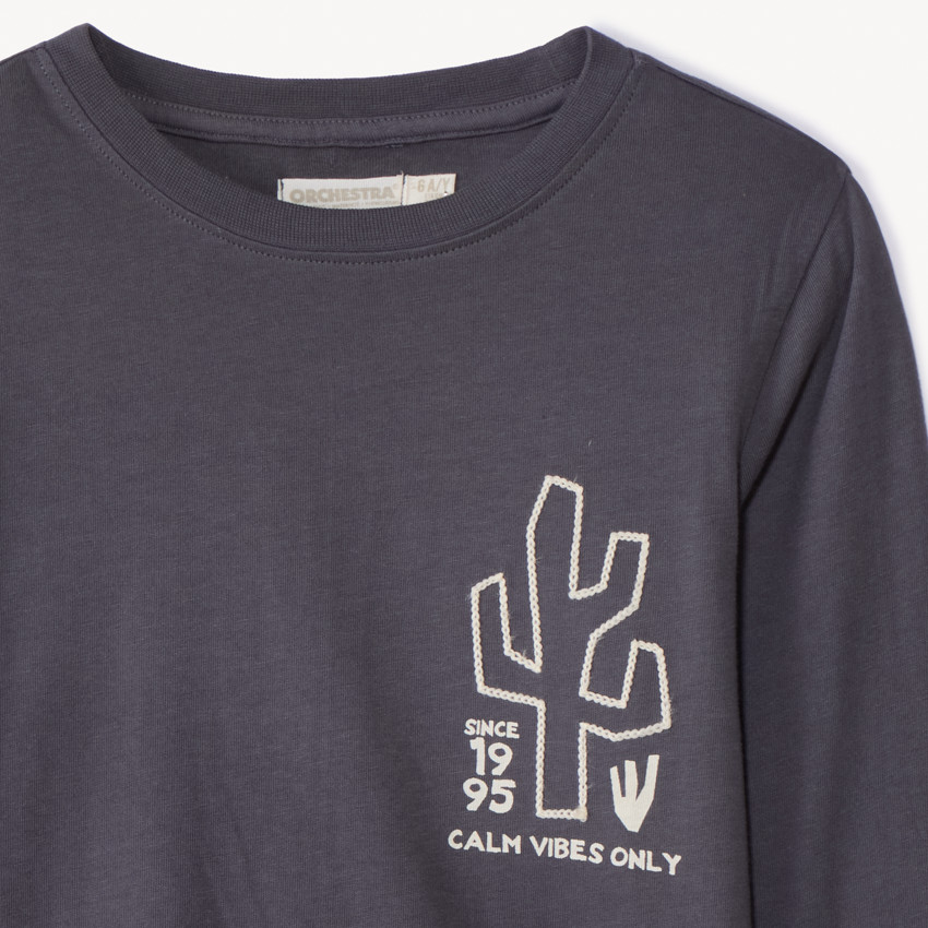 T-shirt manches longues avec broderie cactus pour garçon 