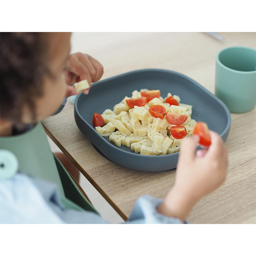 Assiette en silicone avec ventouse Gris minéral 