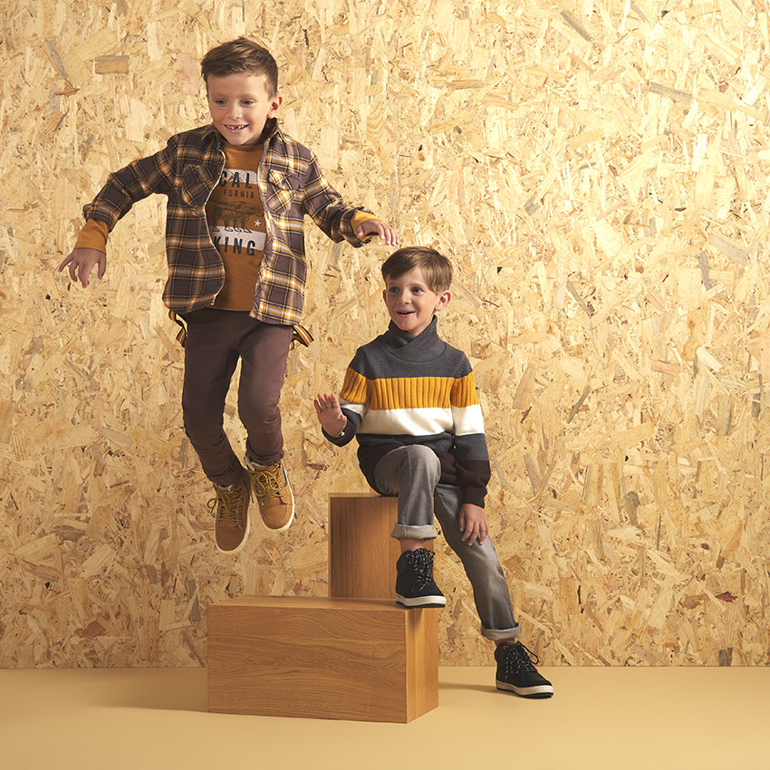 T-shirt manches longues en coton jaune pour enfant garçon 