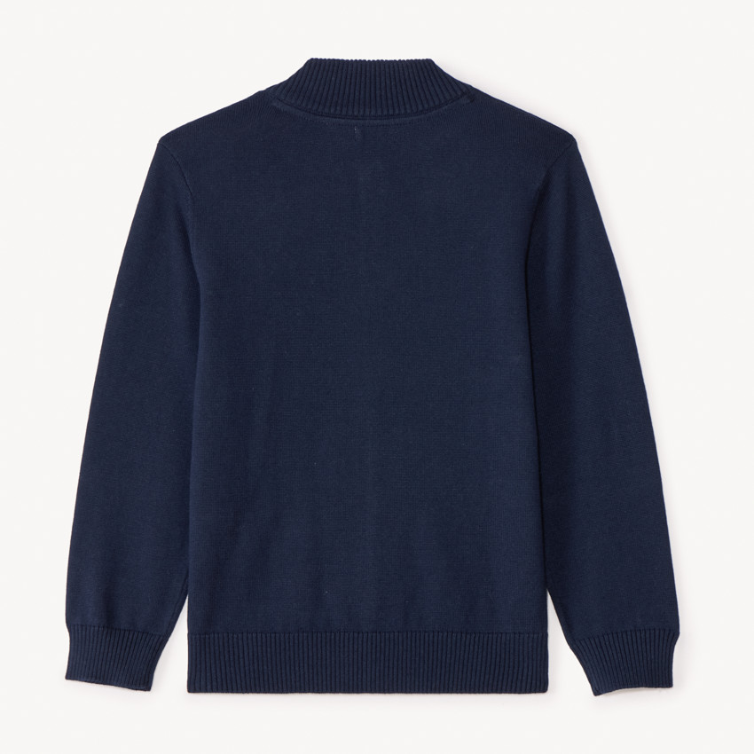 Gebreid vest met effen teddyboord en ritssluiting voor jongens 
