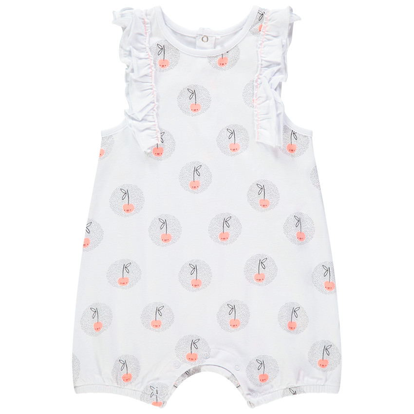 Kort kruippakje met kersen all-over voor babymeisjes 