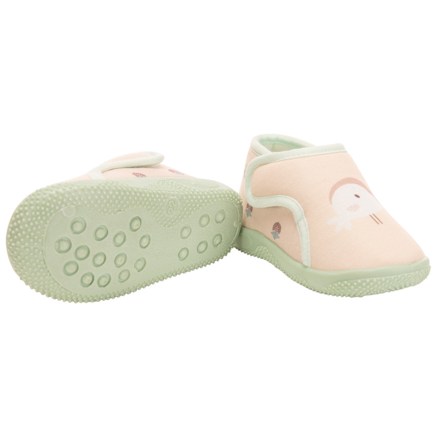 Chaussons bottillons velcro print oiseau pour bébé fille 