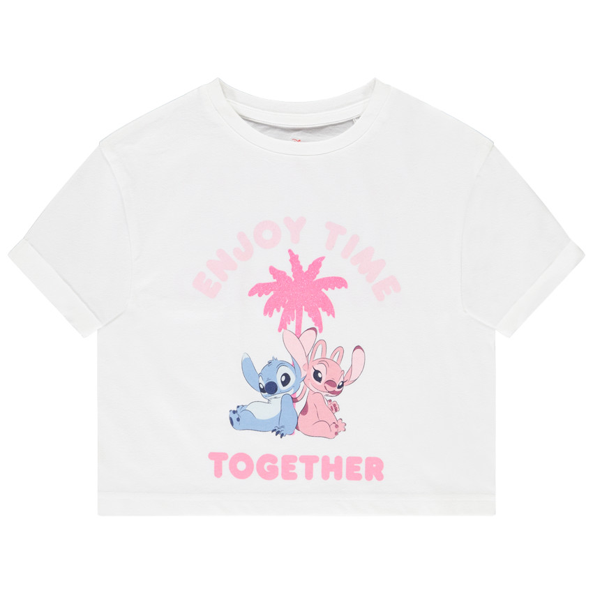 T-shirts manches courtes Stitch & Angel Disney pour fille 
