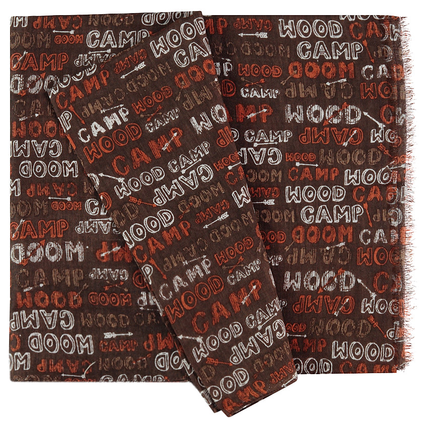 Sjaaltje van viscosevoile met contrasterende tekst "all-over" 