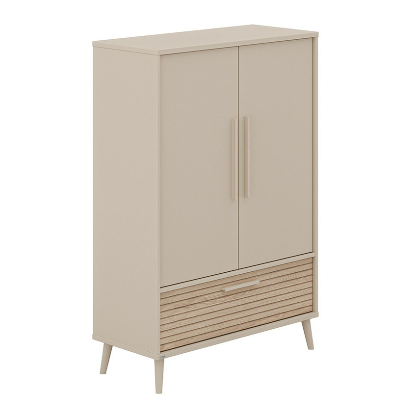 Armoire 2 portes et 1 tiroir Tiny Eefje Cashmere Beige/Groovy Chêne 