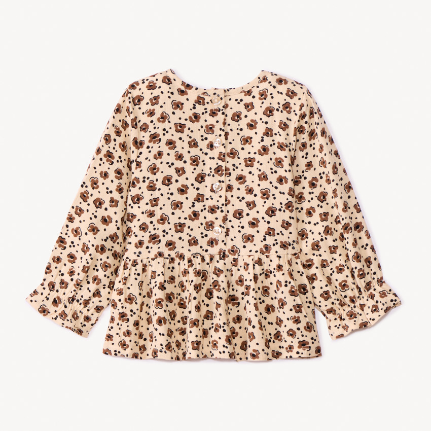 Tuniek met lange mouwen, bloemenprint, voor babymeisje 