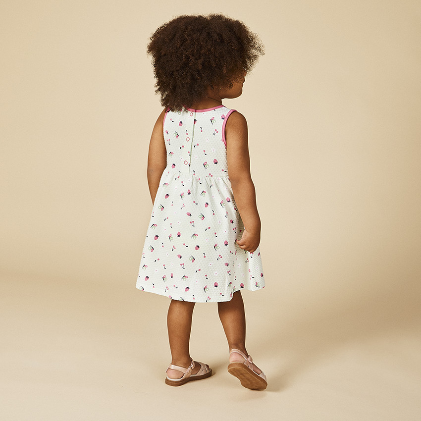 Jurk met fantasieprint in cloqué jersey voor babymeisje 