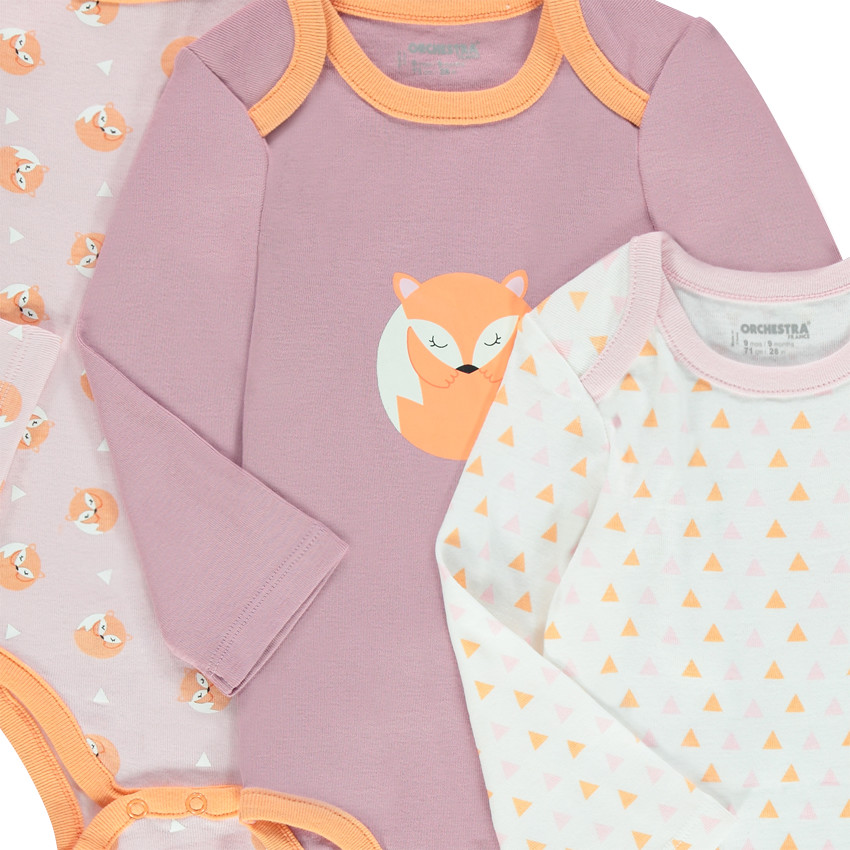 Lot de 5 bodies manches longues avec imprimés thème renard 