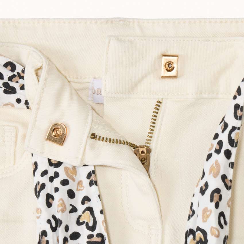 Jean slim avec ceinture léopard à nouer pour bébé fille 