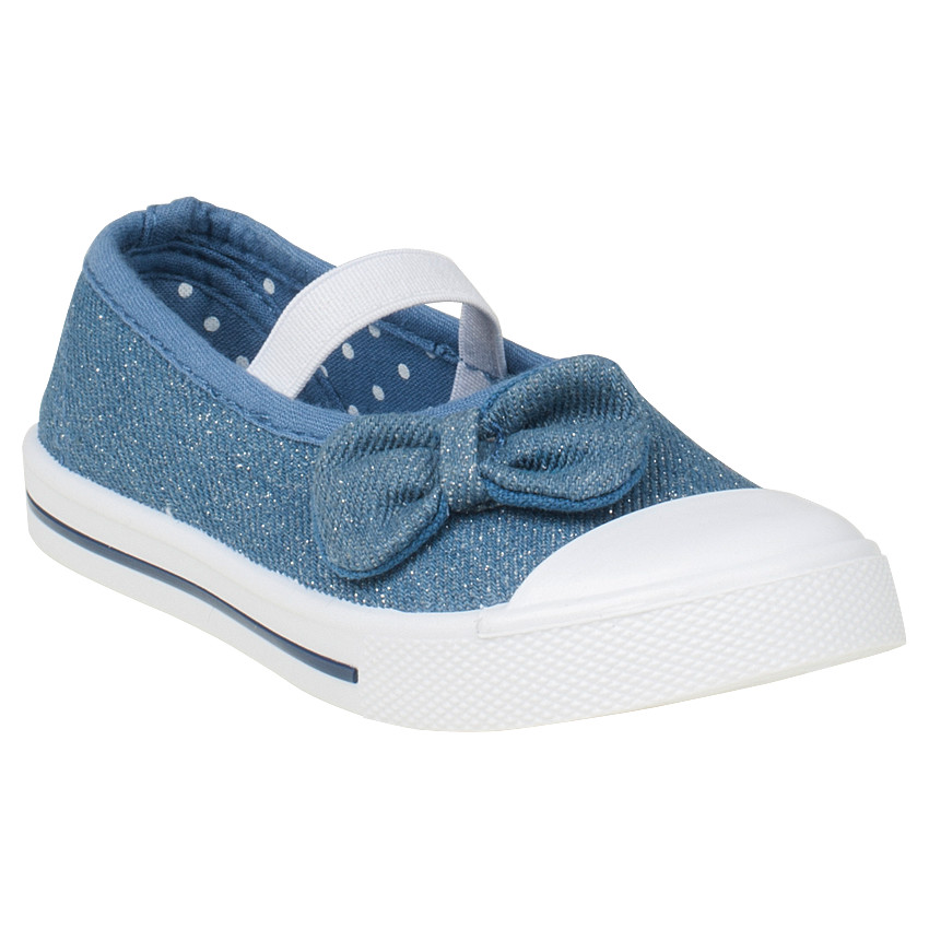 Babies en toile pailleté à élastique et noeud 