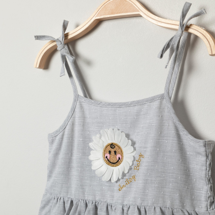 Robe à fines bretelles et brodé Smiley Baby 