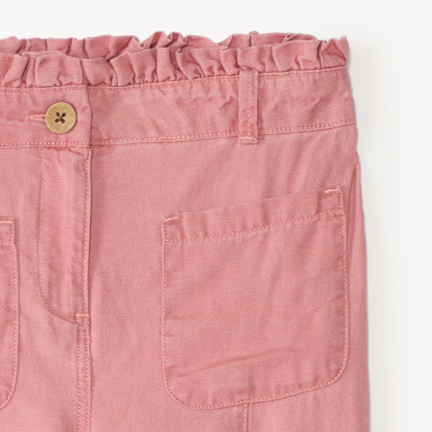 Pantalon en toile à taille élastiquée pour fille 