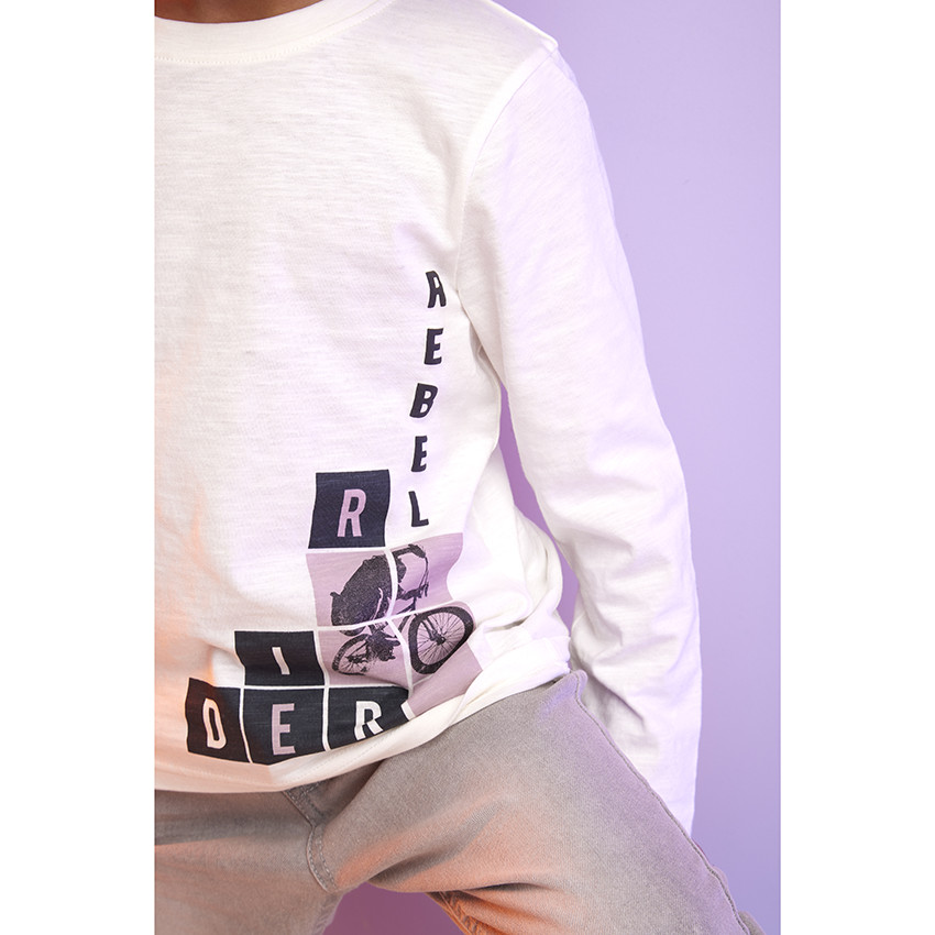 Langarm T-shirt in jersey met print voor jongens 