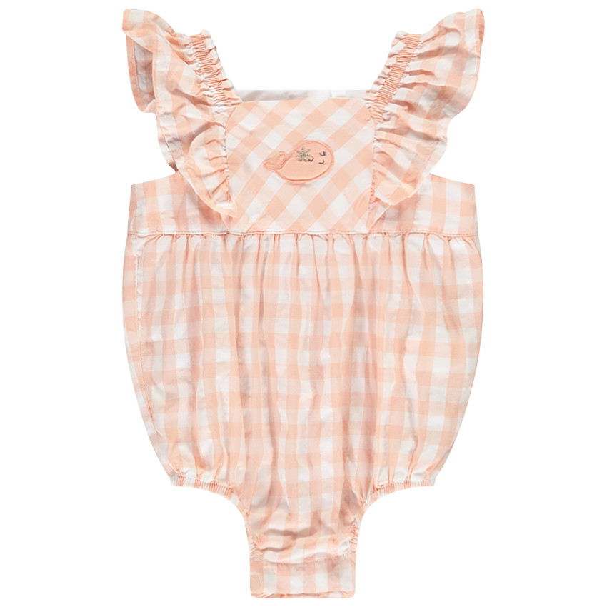 Romper met vichy-ruitjes en walvisapplicatie voor meisjes 