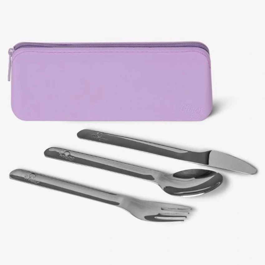 Set de couverts inox avec étui 3PCS Purple 