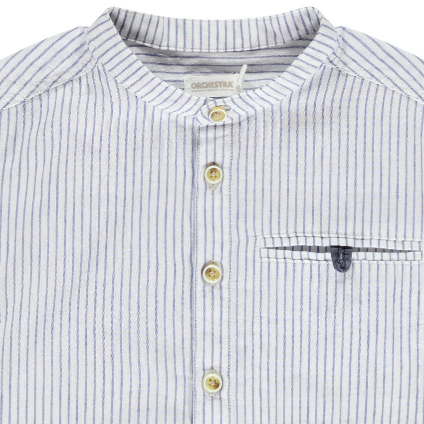 Chemise manches longues rayée à col mao pour garçon 