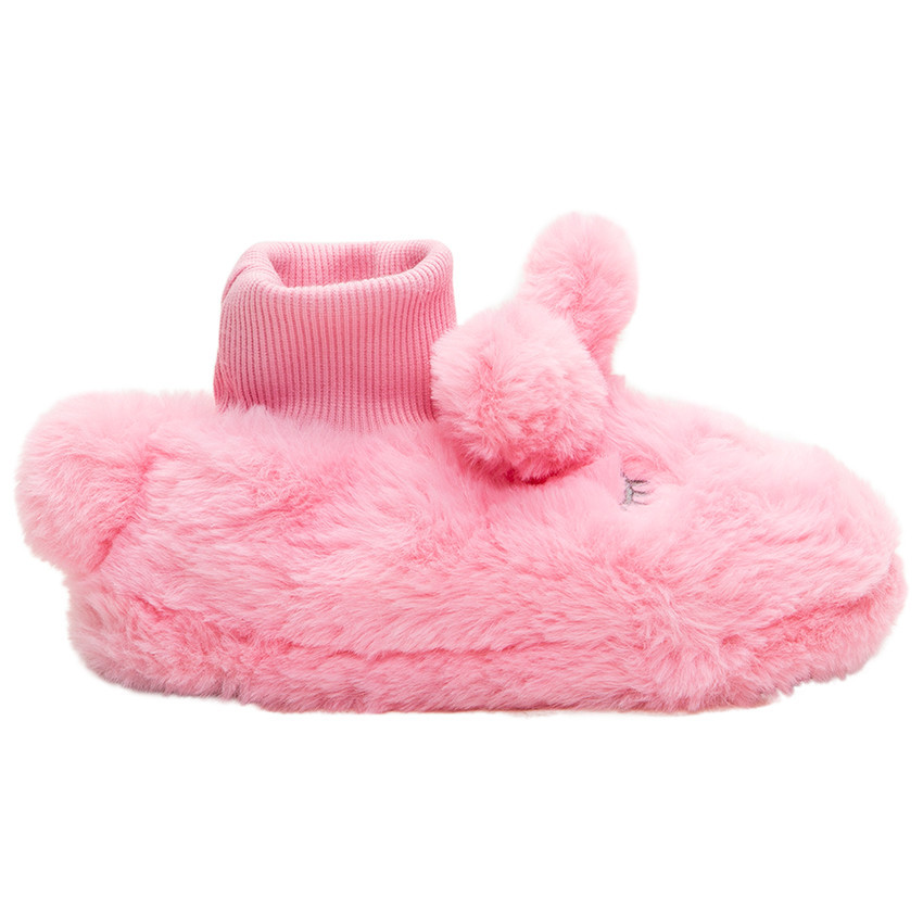 Knuffelpantoffels van roze faux fur 