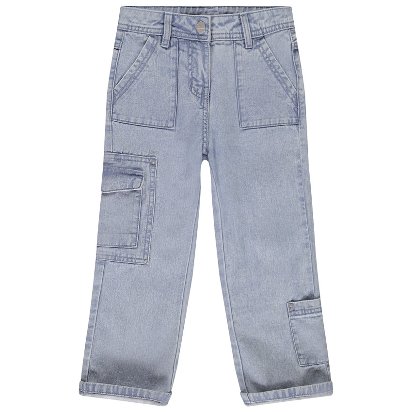Rechtdoor jeans in denim met cargo-stijl en zakken voor meisjes 
