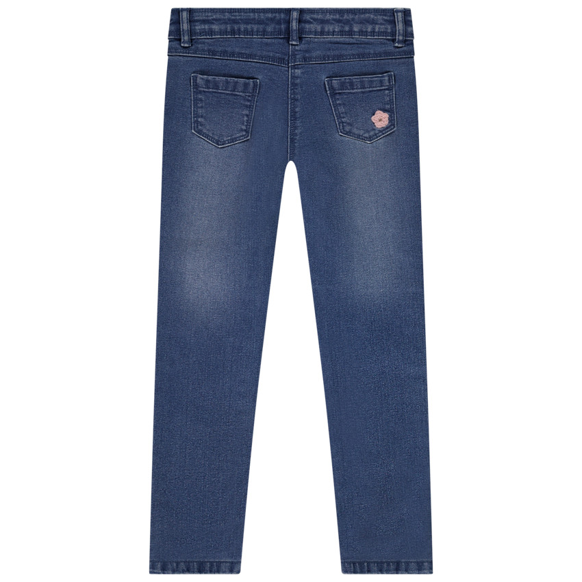 Jean slim avec broderies fleurs pour fille 