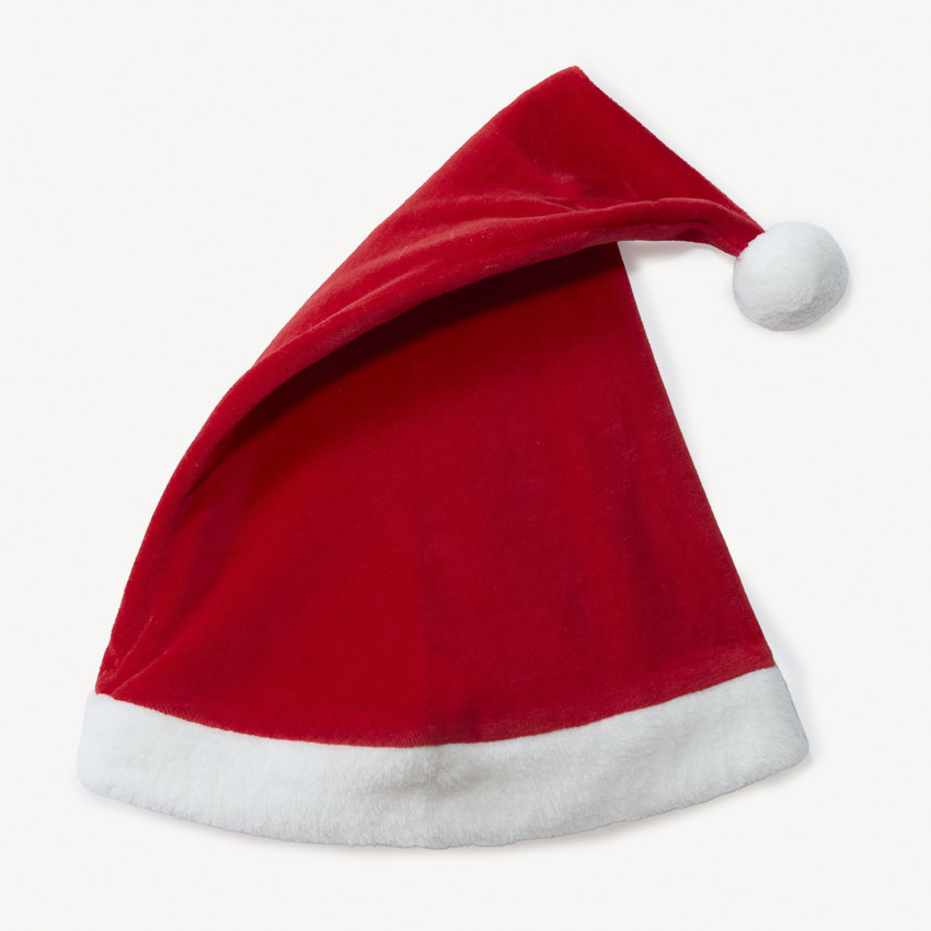 Kerstman muts van velours en sherpa voor baby 