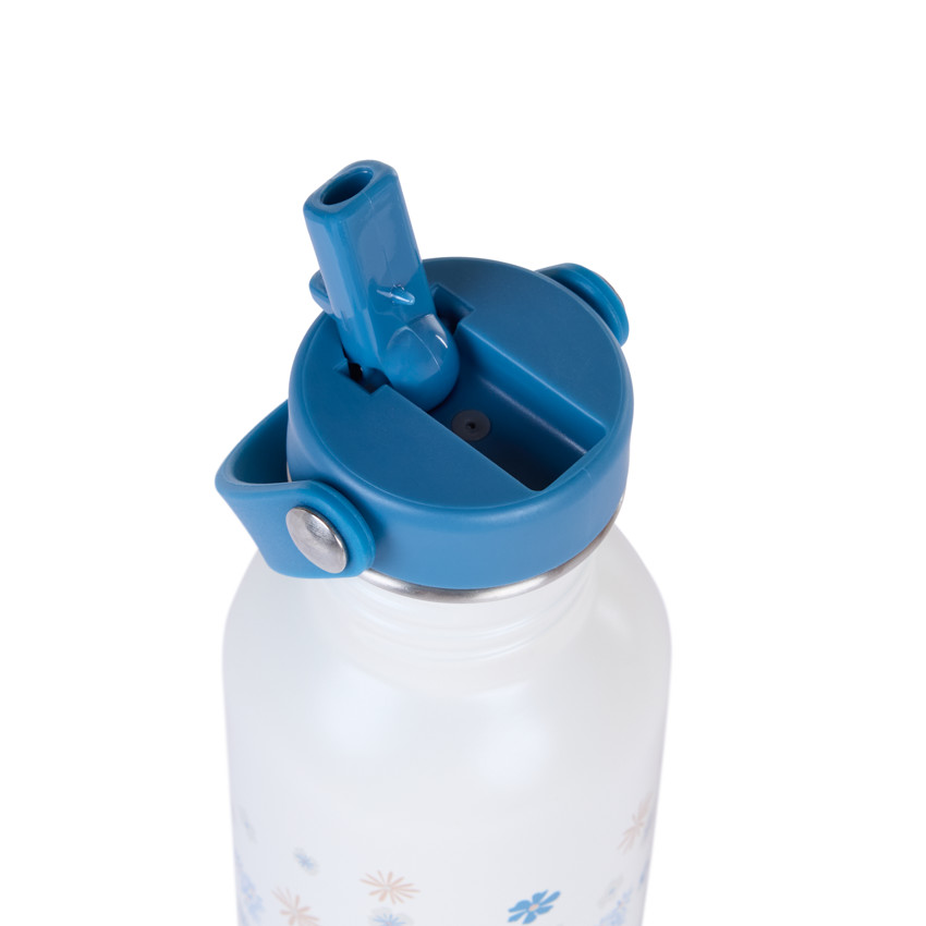 RVS drinkfles met rietje Tiny Flowers - 500 ml 