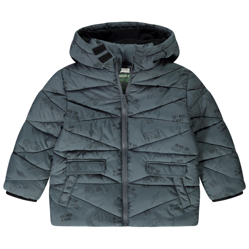 Donsjas microfleece met kap fantasieprint voor jongens 