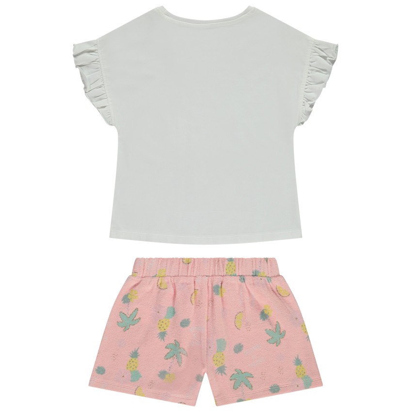 Ensemble 2 pièces t-shirt à manches courtes + short fantaisie pour fille 