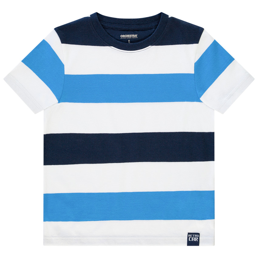T-shirt manches courtes à larges rayures pour garçon 