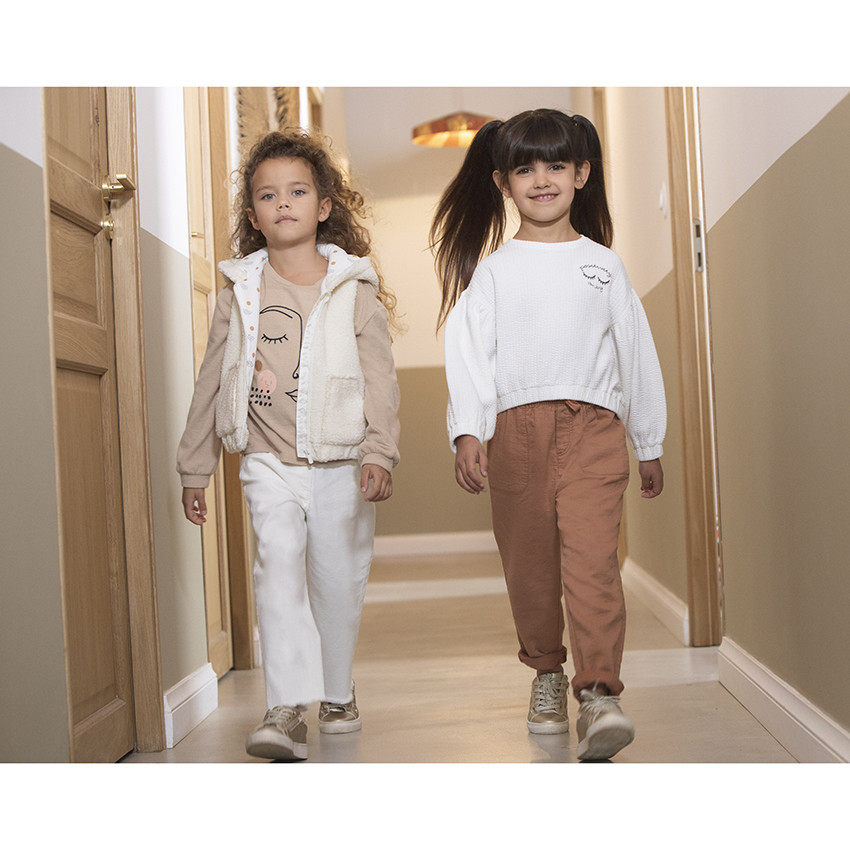 Gilet sans manches à capuche en sherpa pour enfant fille 